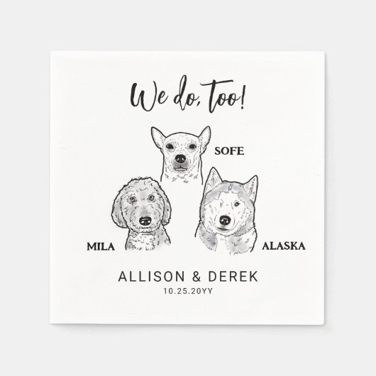 Serviette En Papier Cute 3 Chiens Visages Nom de l'animal Nous faisons (Devant)