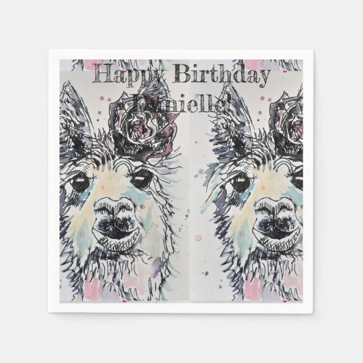 Serviette En Papier Cute Alpacca Llama Décor Animal Serviette Serviett (Devant)