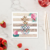 Serviette En Papier Cute ananas or rayé (En situation)