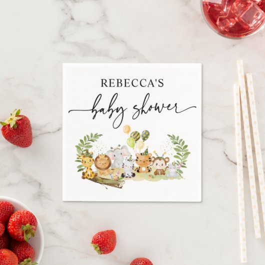 Serviette En Papier Cute Animaux Jungle Baby shower papier (En situation)