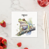 Serviette En Papier Cute Aquarelle Arbre Frog, personnalisé (En situation)