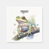 Serviette En Papier Cute Aquarelle Arbre Frog, personnalisé (Devant)
