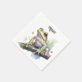 Serviette En Papier Cute Aquarelle Arbre Frog, personnalisé (Coin)