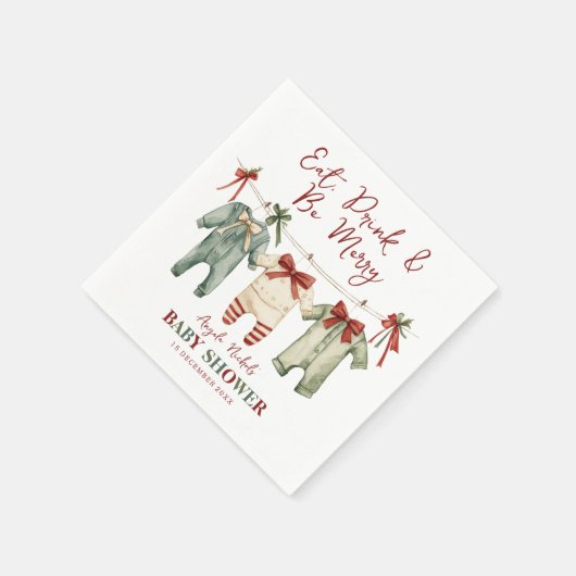 Serviette En Papier Cute Aquarelle Baby shower de Noël (Coin)