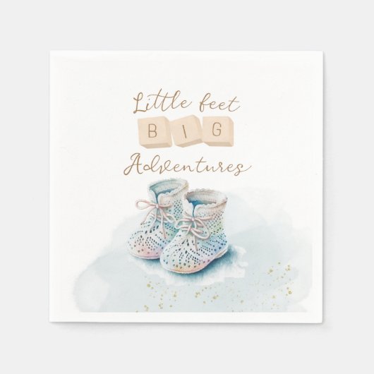 Serviette En Papier Cute Aquarelle Bébé Chaussure Aventure Garçon Douc (Devant)