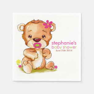 Serviette En Papier Cute Aquarelle Bébé Ours Fille Baby shower
