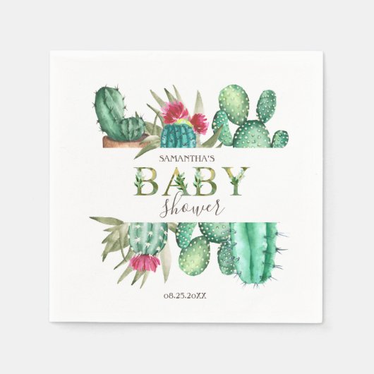 Serviette En Papier Cute aquarelle Cactus (Devant)