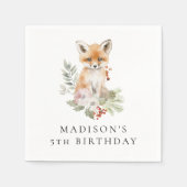 Serviette En Papier Cute aquarelle Fox fête d'anniversaire (Devant)