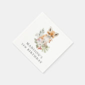 Serviette En Papier Cute aquarelle Fox fête d'anniversaire (Coin)