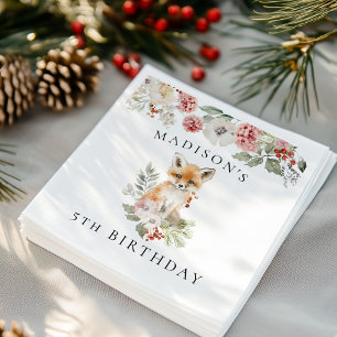 Serviette En Papier Cute aquarelle Fox fête d'anniversaire