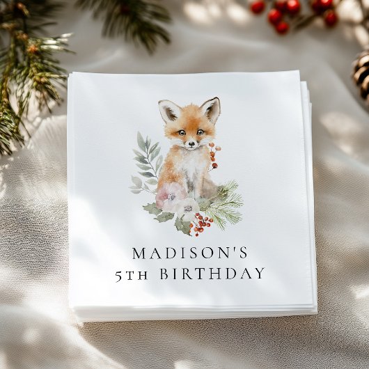 Serviette En Papier Cute aquarelle Fox fête d'anniversaire