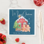 Serviette En Papier Cute Aquarelle Pingerpain gens sur bleu (En situation)