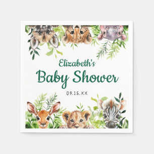 Serviette En Papier Cute Aquarelle Safari Animaux Baby shower