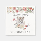 Serviette En Papier Cute aquarelle Snow Leopard fête d'anniversaire (Devant)