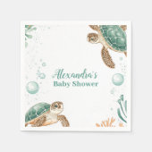 Serviette En Papier Cute Aquarelle Tortue de mer (Devant)