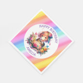 Serviette En Papier Cute arc-en-ciel Anime Girl Birthday Cake Personna (Coin)