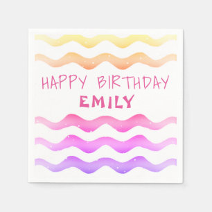 Serviette En Papier Cute arc-en-ciel rose Vague Motif Fille Anniversai