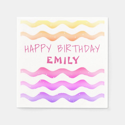 Serviette En Papier Cute arc-en-ciel rose Vague Motif Fille Anniversai (Devant)