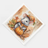 Serviette En Papier Cute automne Rat saisonnier avec Casquette et mant (Coin)