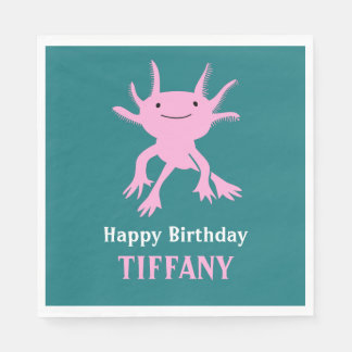 Serviette En Papier Cute Axolotl Pink Salamander Birthday Party