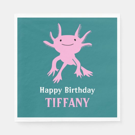 Serviette En Papier Cute Axolotl Pink Salamander Birthday Party (Devant)