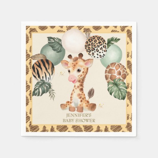 Serviette En Papier Cute Baby Giraffe Poster de animal Safari (Devant)