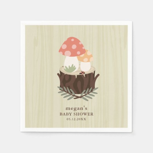 Serviette En Papier Cute Baby shower de champignons Napkin (Devant)