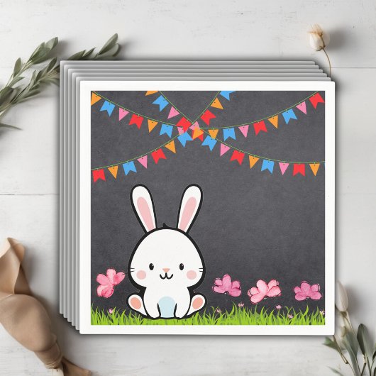 Serviette En Papier Cute Baby shower de lapin en tableau blanc