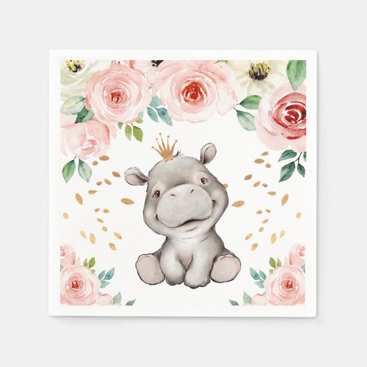 Serviette En Papier Cute Baby shower Hippo (Devant)