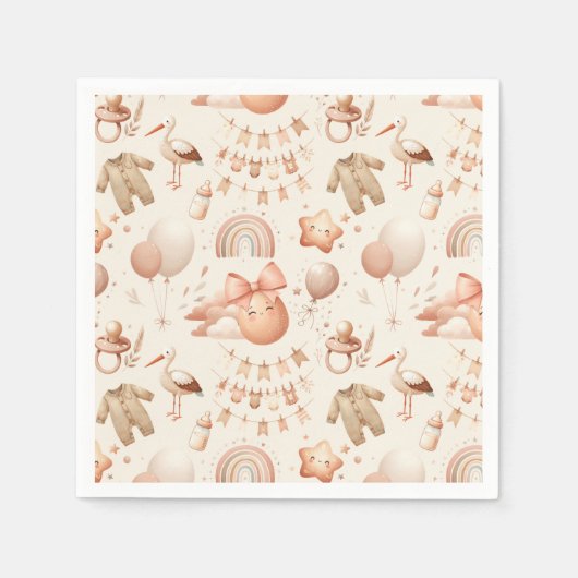 Serviette En Papier Cute Baby shower Whimsy Plaques en papier beige (Devant)