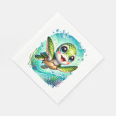 Serviette En Papier Cute Baby Turtle nage dans l'océan (Coin)