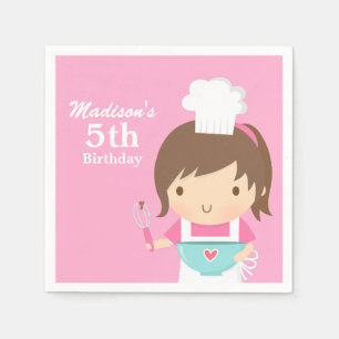 Serviette En Papier Cute Baker Chef Fille Cuisine Baking Anniversaire 