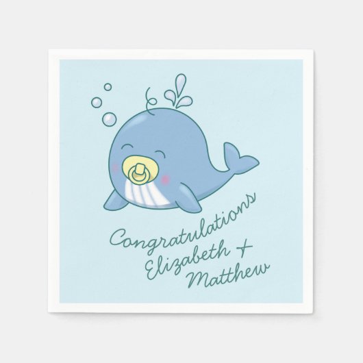 Serviette En Papier Cute baleine Baby shower Kawaii (Devant)