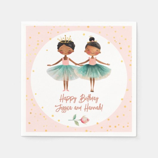 Serviette En Papier Cute Ballerina Ballet Rose Double Anniversaire (Devant)