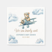 Serviette En Papier Cute Bear Avion Blue Boy Baby shower (Devant)