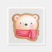 Serviette En Papier Cute Bear Face Red Scarf et Rosy Cheeks Christmas (Devant)