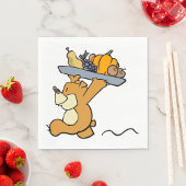 Serviette En Papier Cute Bear transportant une cueillette festive Plat