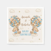 Serviette En Papier Cute Bears Jumeaux Douche Ballons Bleus (Devant)