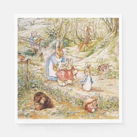 Serviette En Papier Cute Beatrix Potter Peter et amis (Devant)