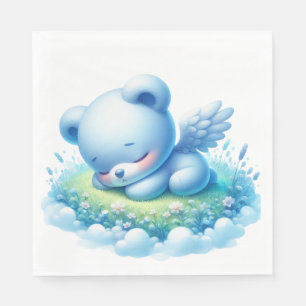 SERVIETTE EN PAPIER CUTE BÉBÉ BLEU GARÇON TEDDY OURS DORMIR