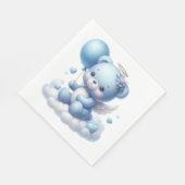 SERVIETTE EN PAPIER CUTE BÉBÉ GARÇON BLEU TEDDY OURS AVEC BALLON (Coin)