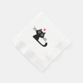 Serviette En Papier Cute Black Cat with Heart  Kitten Valentine Classi (Coin)