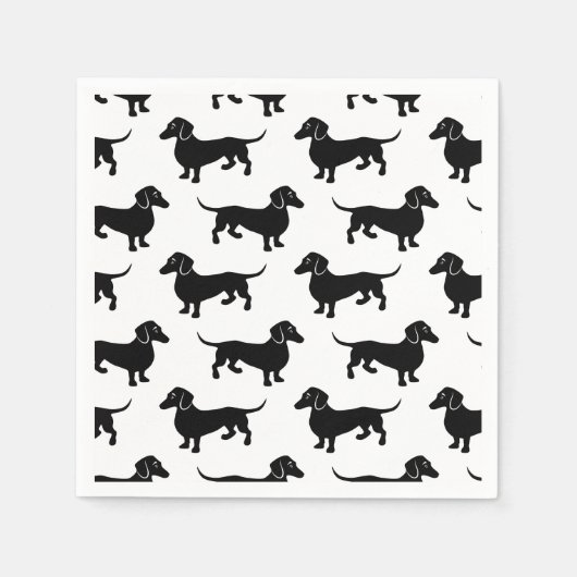 Serviette En Papier Cute Black Dachshund Pattern (Devant)