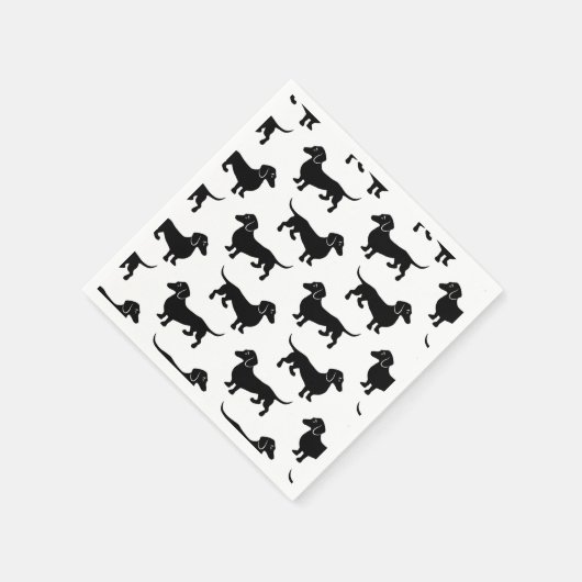 Serviette En Papier Cute Black Dachshund Pattern (Coin)