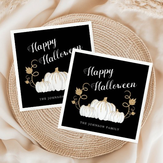Serviette En Papier Cute Black Happy Halloween Citrouilles serviettes