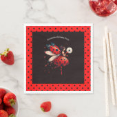 Serviette En Papier Cute Black & Red Ladybug Fairy Birthday Party  (En situation)