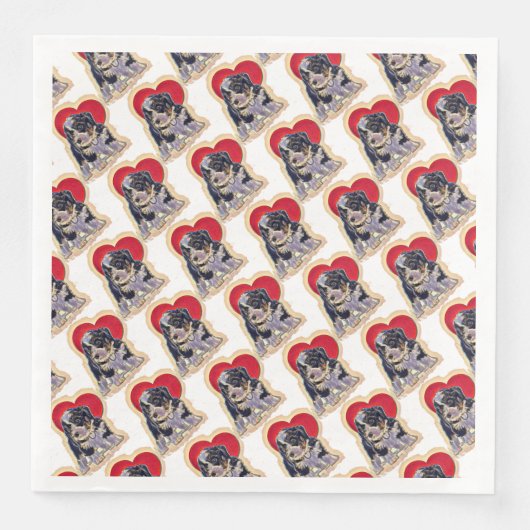 Serviette En Papier Cute Black Tan PopArt Bernedoodle Motif de coeur (Devant)