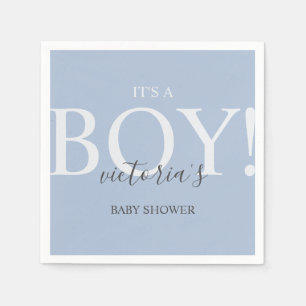 Serviette En Papier Cute Bleu Simple Typographie Baby shower Napkin