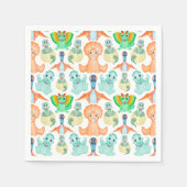 Serviette En Papier Cute bleu & vert Aquarelle Garçons Dinosaur (Devant)