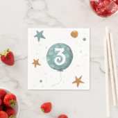 Serviette En Papier Cute Blue Balloon Boy Third Birthday Party (En situation)
